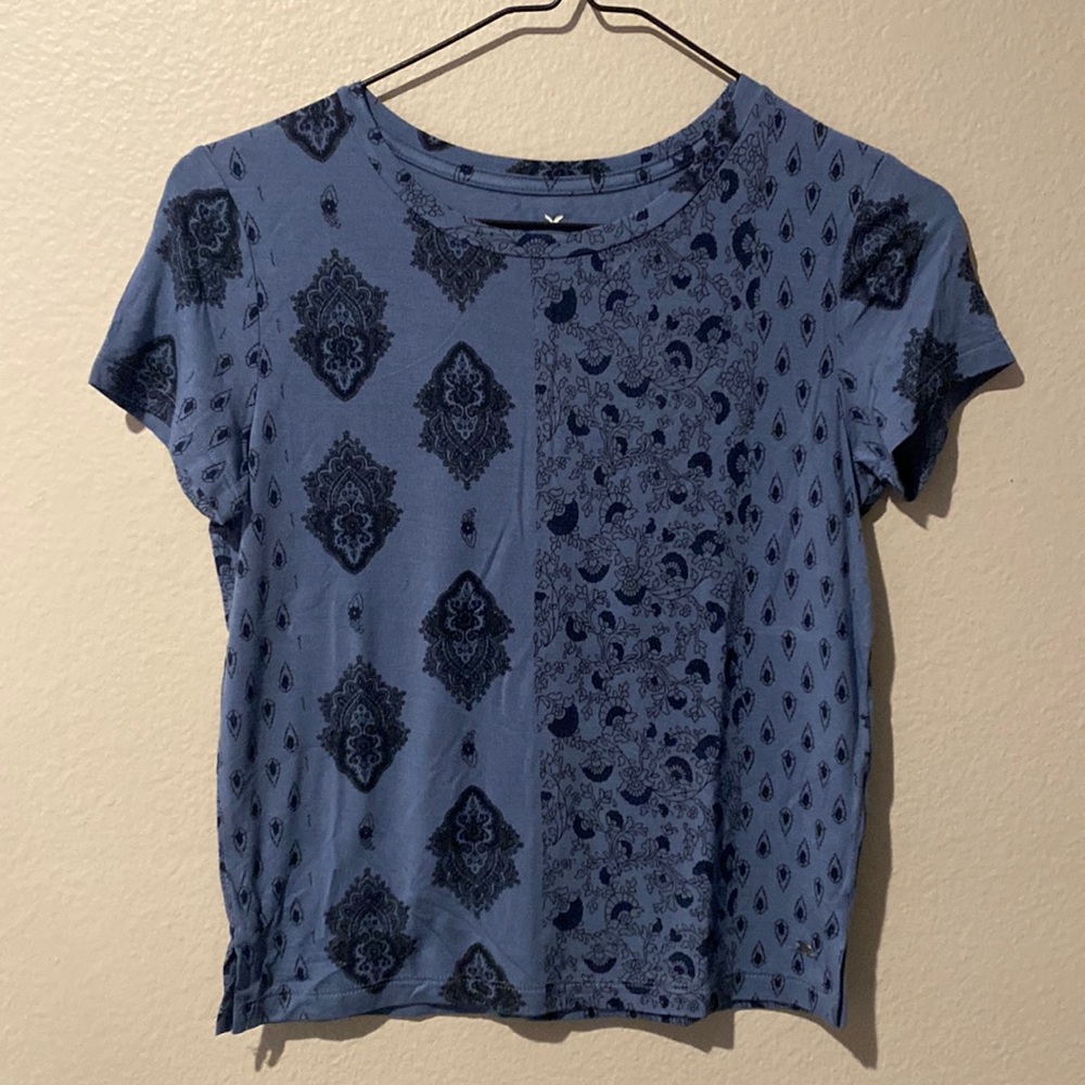 American Eagle Blue Boho Tee